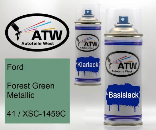 Ford, Forest Green Metallic, 41 / XSC-1459C: 400ml Sprühdose + 400ml Klarlack - Set, von ATW Autoteile West.